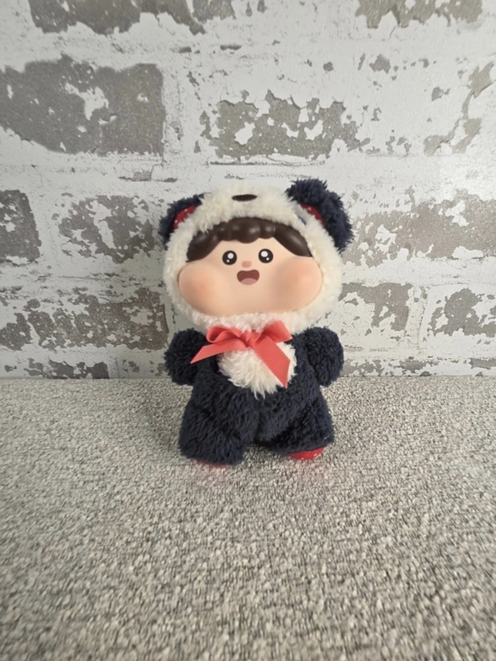 Fluffy Meatball Vinyl Face Plush Keychain Panda Suit Bag Charm